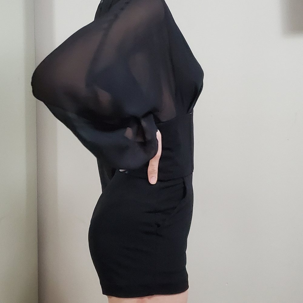 BEBE Black Romper - Mesh and Satin - Picture 2 of 8